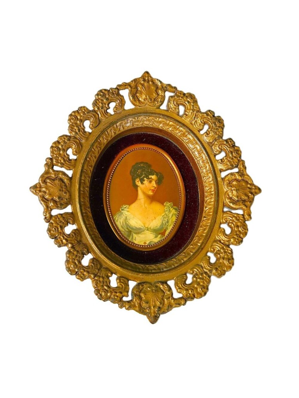 Vintage Mid-Century Cameo Creations Convex Glass Wall Portraits